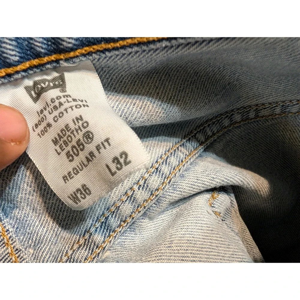 Levi's 505‎ Regular Fit Jeans W36 L32 Light Wash Denim Mens Pants